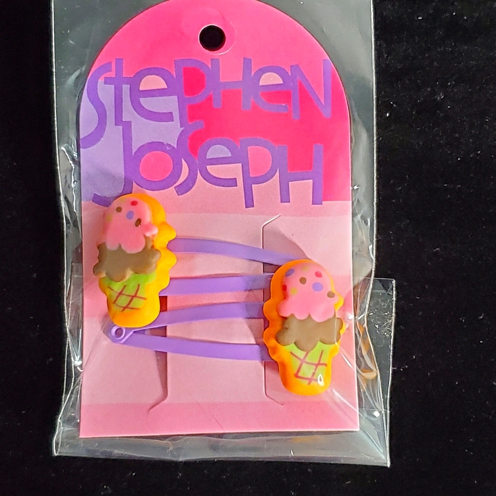 NEW Stephen Joseph Ice Cream Cone Hair Barrettes